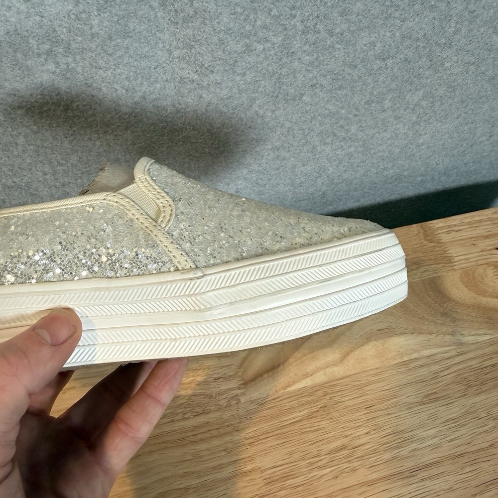 KEDS FOR KATE SPADE New York White Glitter Slip-on Sneaker Sz. 9.5 - Picture 8 of 12
